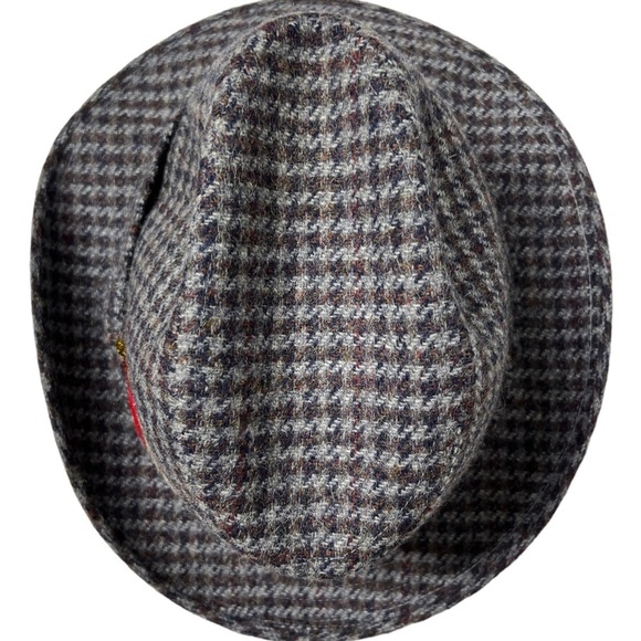 Vintage Pedigree Fifth Avenue New York Fedora Wool Hat L Large Gray Houndstooth - Picture 11 of 13